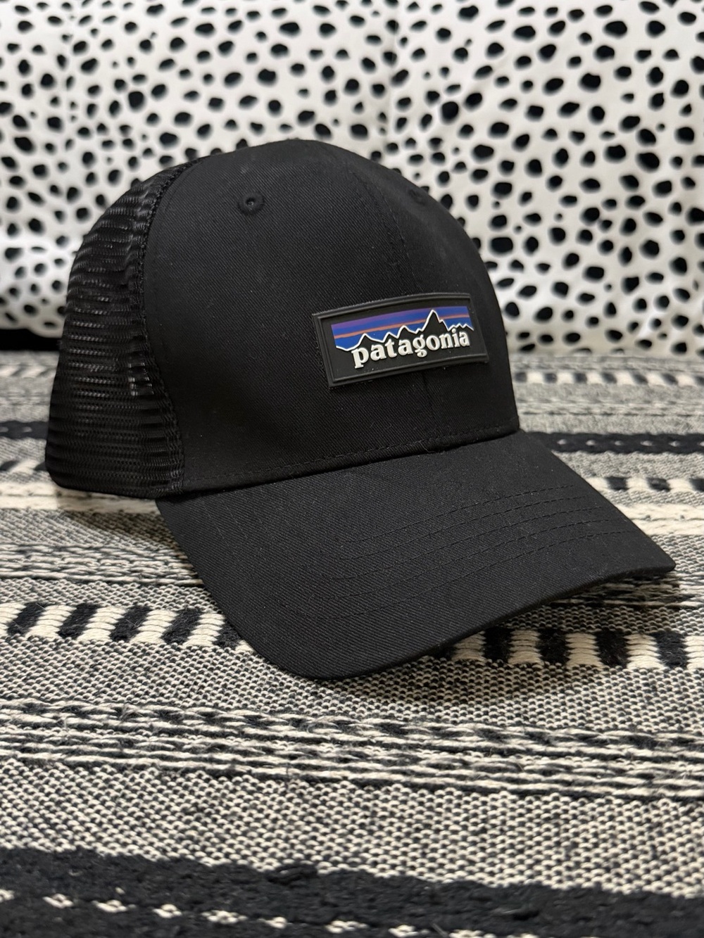 Patagonia P-6 Logo LoPro Black Mesh Trucker Hat